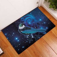 New Zealand Tui Bird Rubber Doormat The Pleiades Star Cluster and Koru Tribal Tattoo Galaxy Vibe LT03 - Polynesian Pride