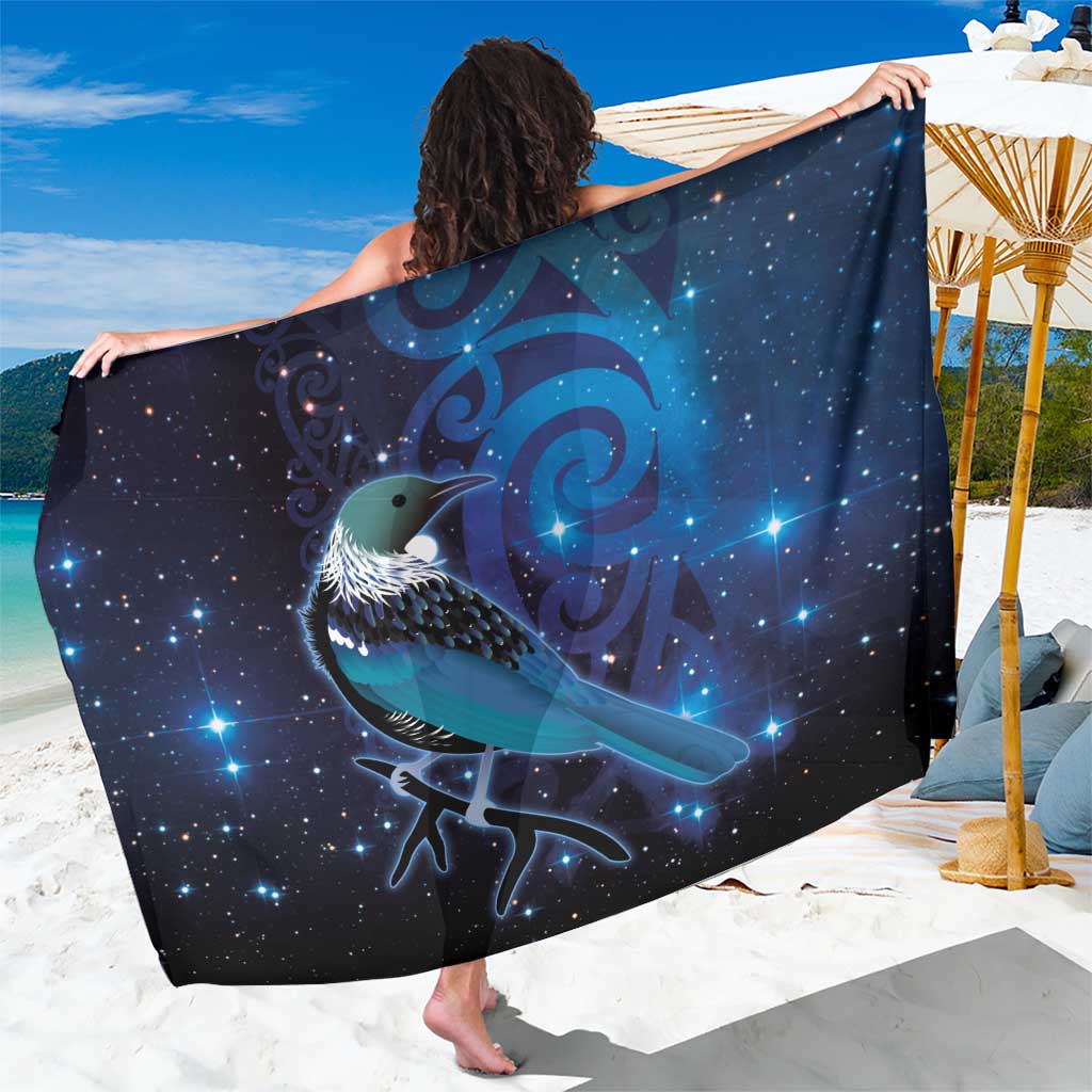 New Zealand Tui Bird Sarong The Pleiades Star Cluster and Koru Tribal Tattoo Galaxy Vibe