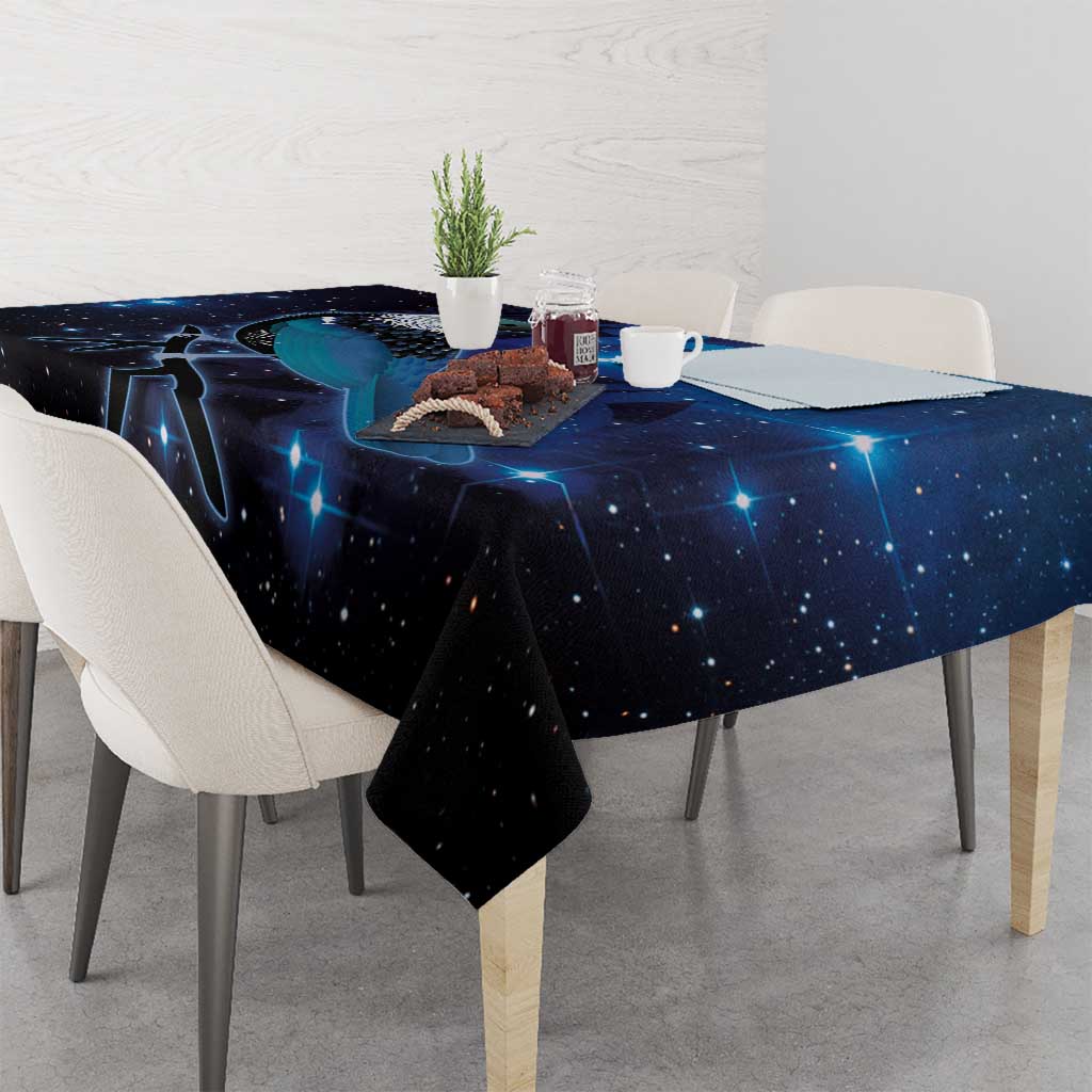 New Zealand Tui Bird Tablecloth The Pleiades Star Cluster and Koru Tribal Tattoo Galaxy Vibe