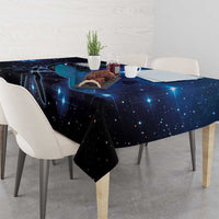 New Zealand Tui Bird Tablecloth The Pleiades Star Cluster and Koru Tribal Tattoo Galaxy Vibe