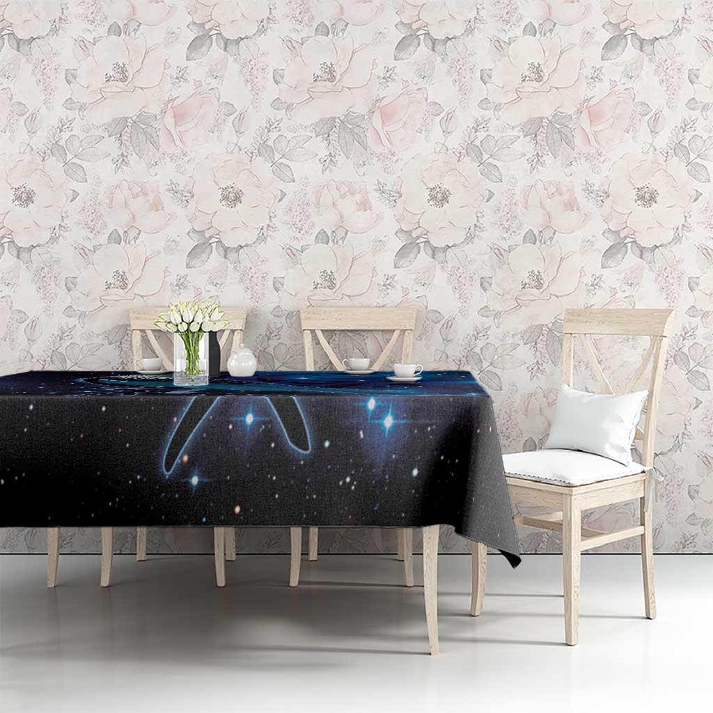 New Zealand Tui Bird Tablecloth The Pleiades Star Cluster and Koru Tribal Tattoo Galaxy Vibe
