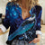 New Zealand Tui Bird Women Casual Shirt The Pleiades Star Cluster and Koru Tribal Tattoo Galaxy Vibe
