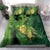 New Zealand Kākāpō Bedding Set Silver Fern with Close up of Green Fern Leaves and Maori Tattoo