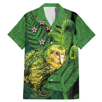 New Zealand Kkp Family Matching Mermaid Dress and Hawaiian Shirt Silver Fern with Close up of Green Fern Leaves and Maori Tattoo LT03 Dad's Shirt - Short Sleeve Green - Polynesian Pride