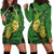 New Zealand Kākāpō Hoodie Dress Silver Fern with Close up of Green Fern Leaves and Maori Tattoo