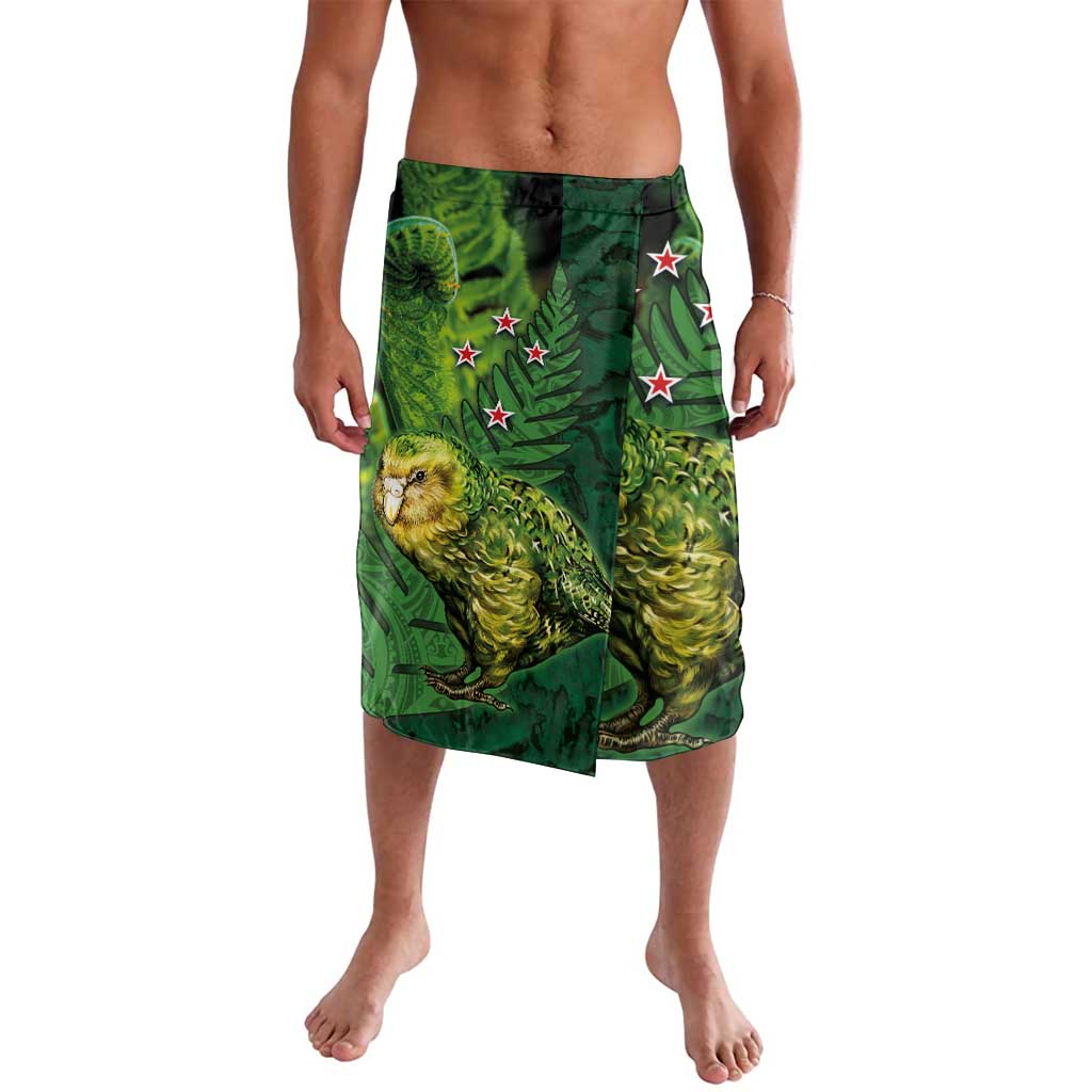 New Zealand Kkp Lavalava Silver Fern with Close up of Green Fern Leaves and Maori Tattoo LT03 Green - Polynesian Pride