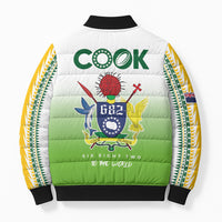 Cook Islands Rugby Bomber Puffer Jacket Six Eight Two to The World - Tatau Tribal Motif