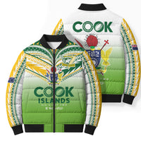 Cook Islands Rugby Bomber Puffer Jacket Six Eight Two to The World - Tatau Tribal Motif