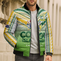 Cook Islands Rugby Bomber Puffer Jacket Six Eight Two to The World - Tatau Tribal Motif
