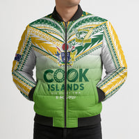 Cook Islands Rugby Bomber Puffer Jacket Six Eight Two to The World - Tatau Tribal Motif