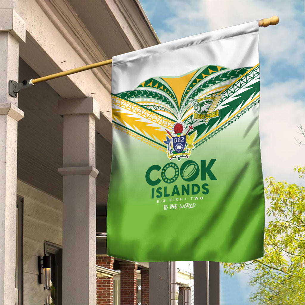 Cook Islands Rugby Garden Flag Six Eight Two to The World - Tatau Tribal Motif