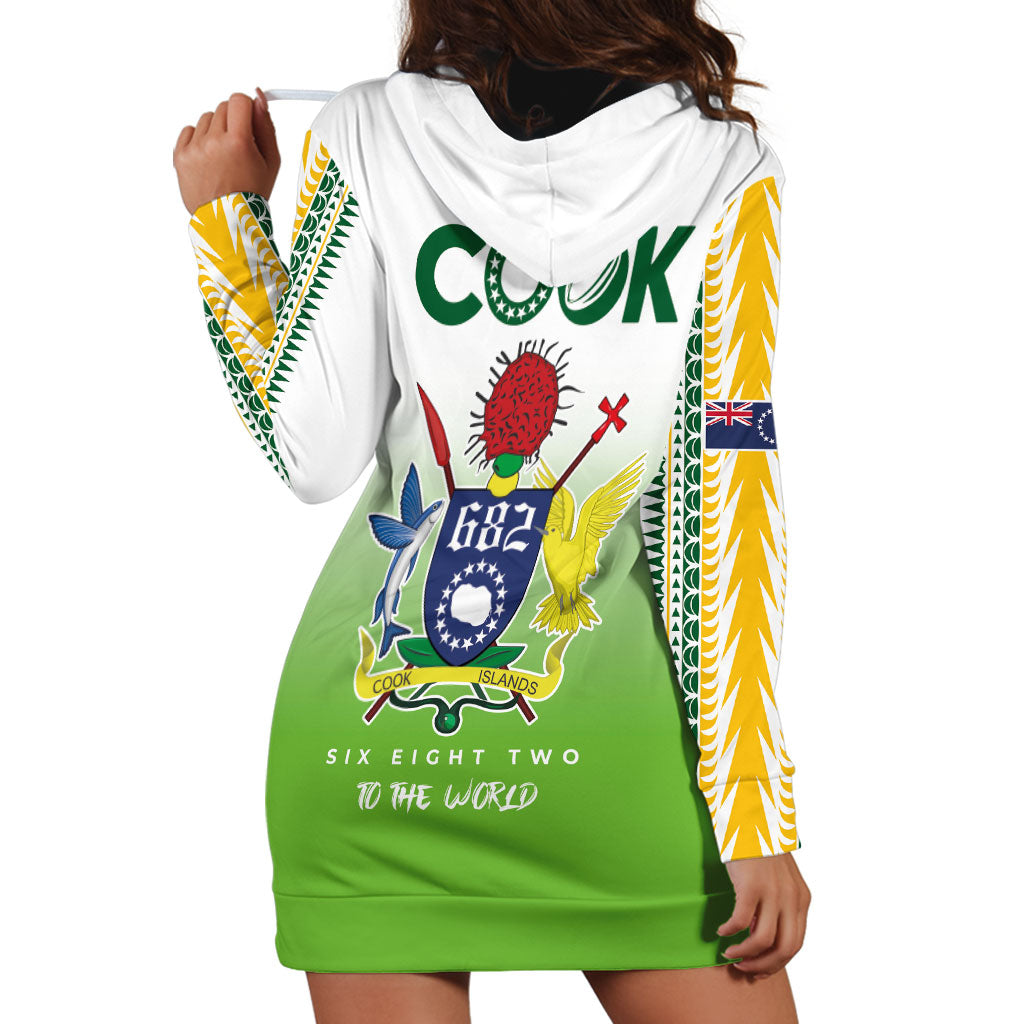Cook Islands Rugby Hoodie Dress Six Eight Two to The World - Tatau Tribal Motif