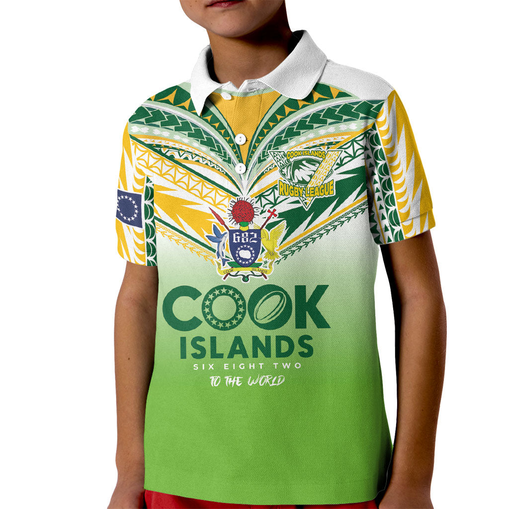 Cook Islands Rugby Kid Polo Shirt Six Eight Two to The World - Tatau Tribal Motif