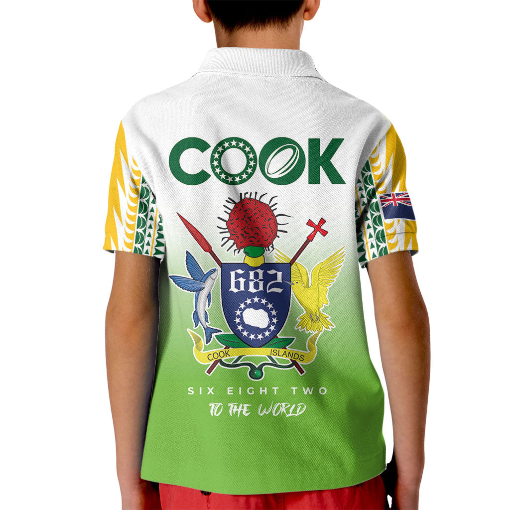Cook Islands Rugby Kid Polo Shirt Six Eight Two to The World - Tatau Tribal Motif