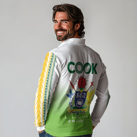Cook Islands Rugby Long Sleeve Polo Shirt Six Eight Two to The World - Tatau Tribal Motif