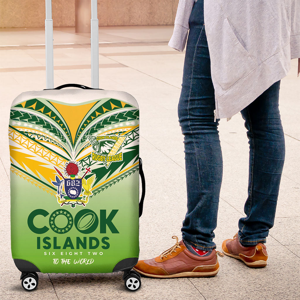 Cook Islands Rugby Luggage Cover Six Eight Two to The World - Tatau Tribal Motif LT03 Multicolor - Polynesian Pride