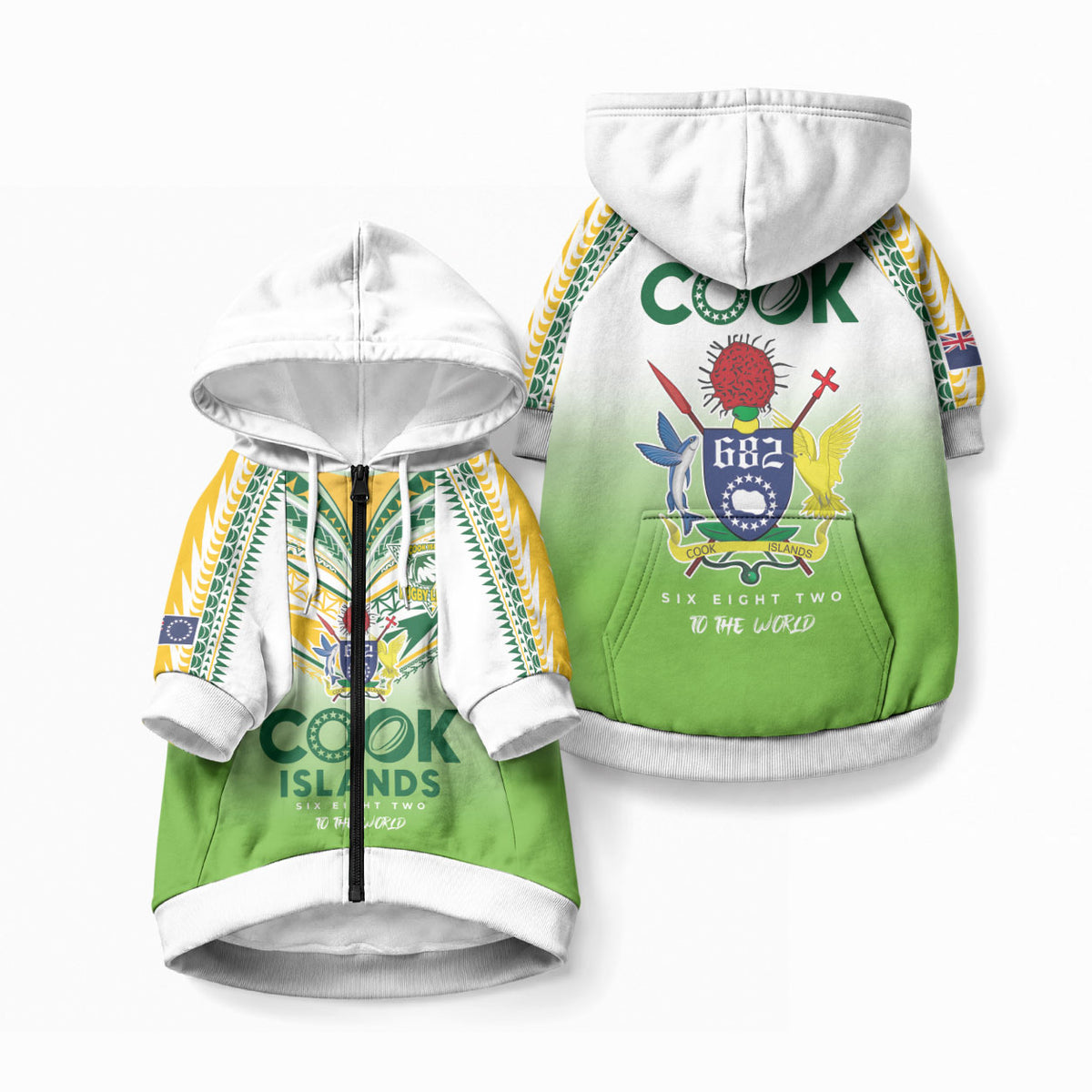 Cook Islands Rugby Pet Hoodie Six Eight Two to The World - Tatau Tribal Motif