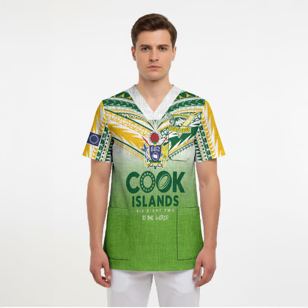 Cook Islands Rugby Scrub Top Six Eight Two to The World - Tatau Tribal Motif