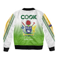 Cook Islands Rugby Sleeve Zip Bomber Jacket Six Eight Two to The World - Tatau Tribal Motif
