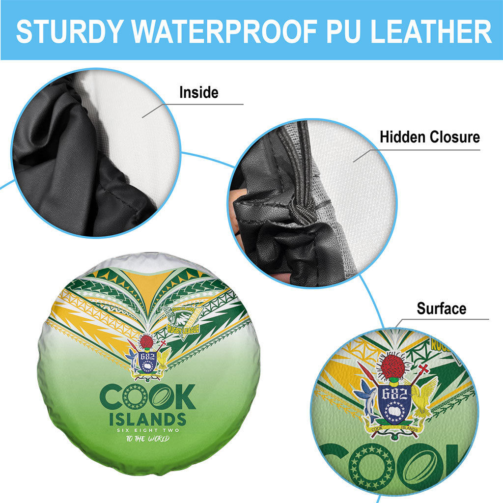 Cook Islands Rugby Spare Tire Cover Six Eight Two to The World - Tatau Tribal Motif