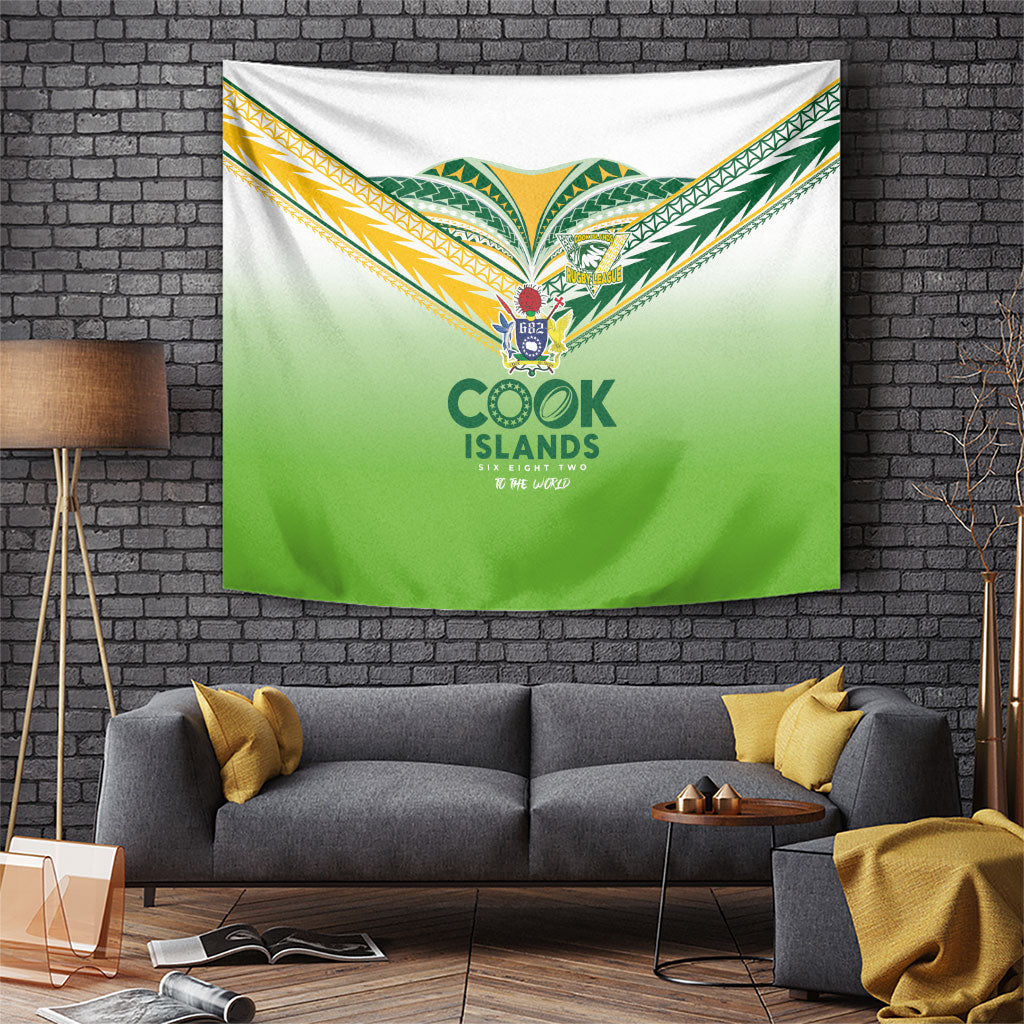 Cook Islands Rugby Tapestry Six Eight Two to The World - Tatau Tribal Motif LT03 Multicolor - Polynesian Pride