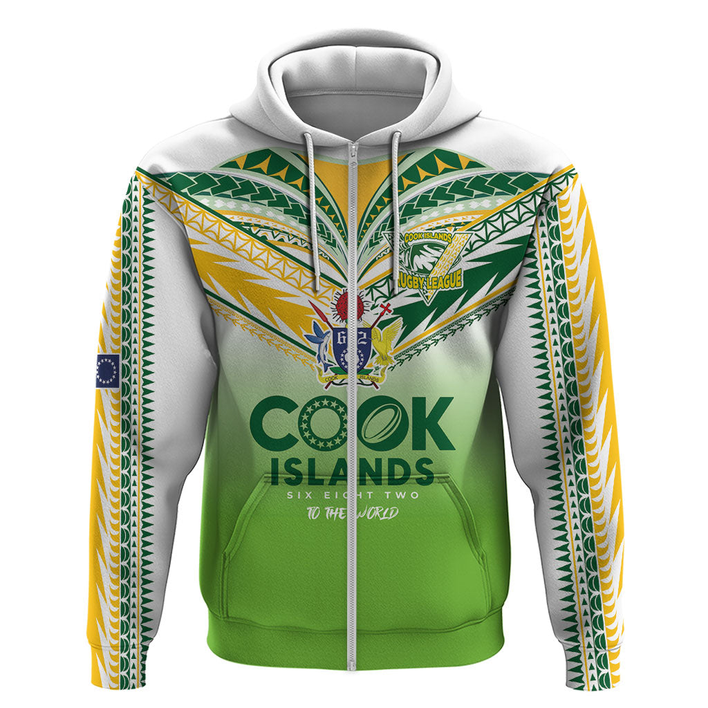 Cook Islands Rugby Zip Hoodie Six Eight Two to The World - Tatau Tribal Motif LT03 Zip Hoodie Multicolor - Polynesian Pride