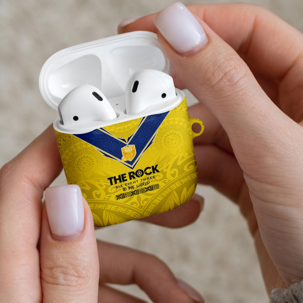 Niue Rugby AirPods Case Six Eight Three to The World - Hiapo Tribal Motif