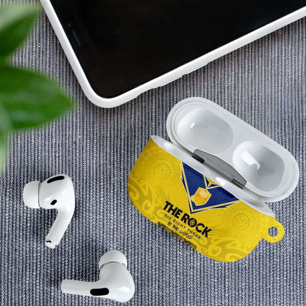 Niue Rugby AirPods Case Six Eight Three to The World - Hiapo Tribal Motif