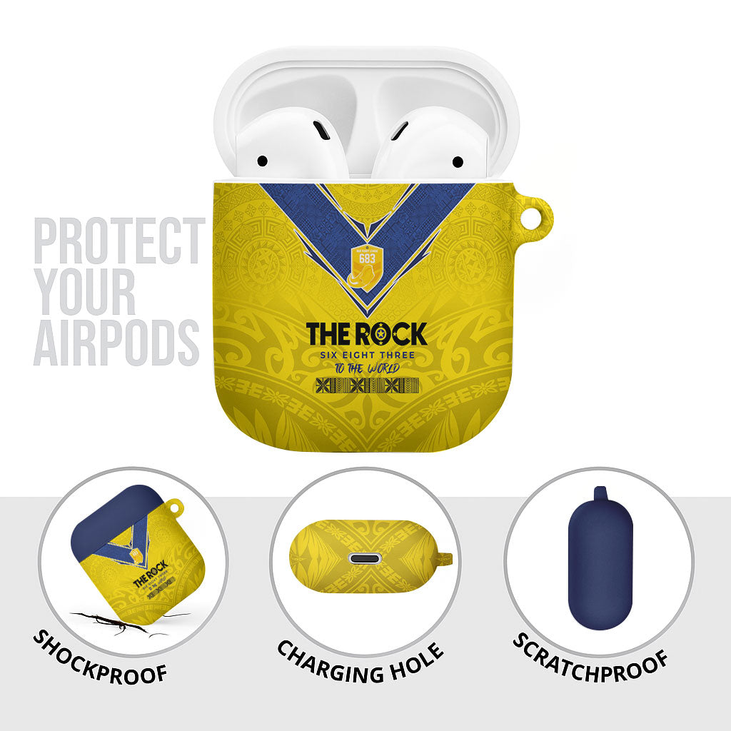 Niue Rugby AirPods Case Six Eight Three to The World - Hiapo Tribal Motif