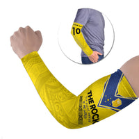 Niue Rugby Custom Arm Sleeves Six Eight Three to The World - Hiapo Tribal Motif