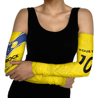 Niue Rugby Custom Arm Sleeves Six Eight Three to The World - Hiapo Tribal Motif