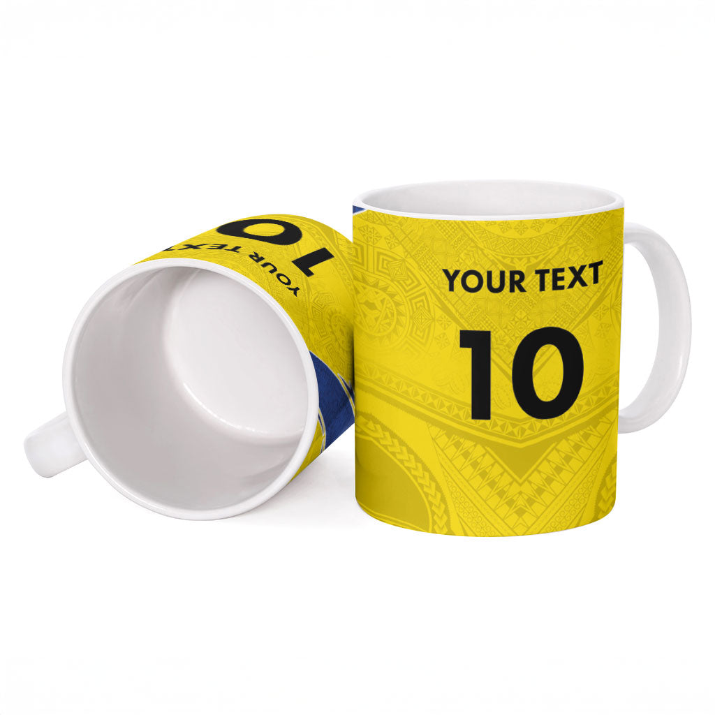 Niue Rugby Custom Ceramic Mug Six Eight Three to The World - Hiapo Tribal Motif