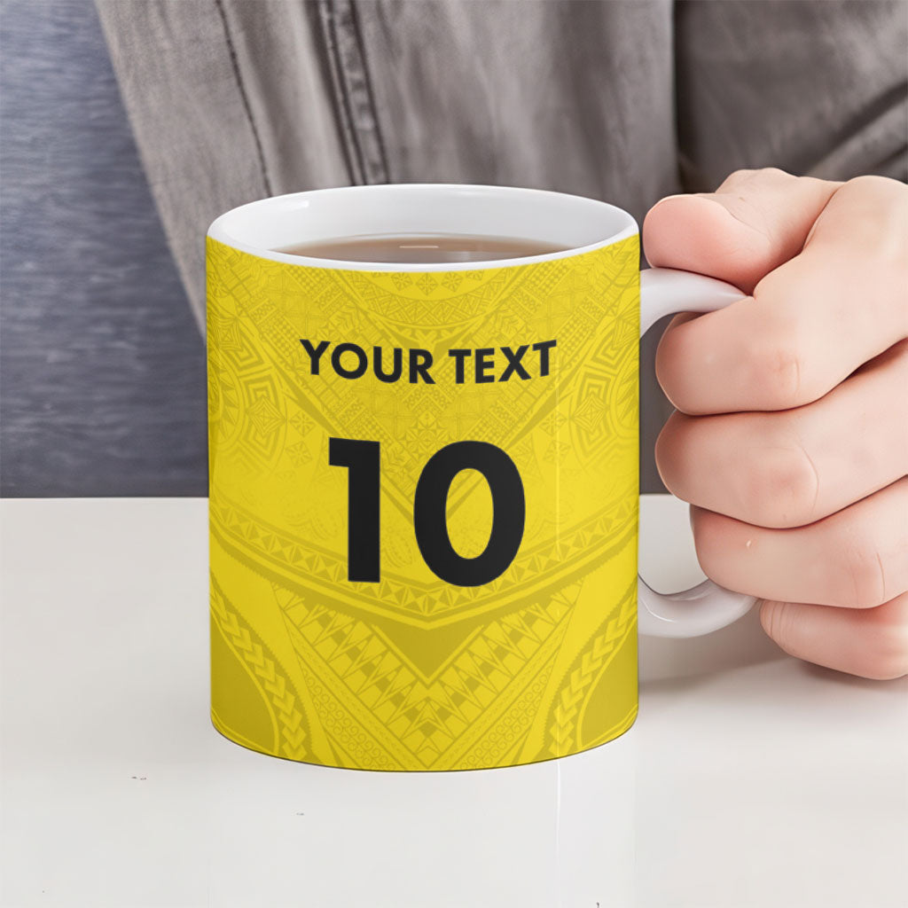 Niue Rugby Custom Ceramic Mug Six Eight Three to The World - Hiapo Tribal Motif