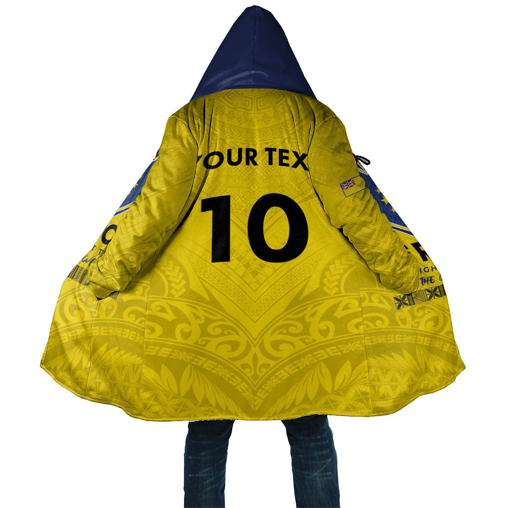 Niue Rugby Custom Cloak Six Eight Three to The World - Hiapo Tribal Motif
