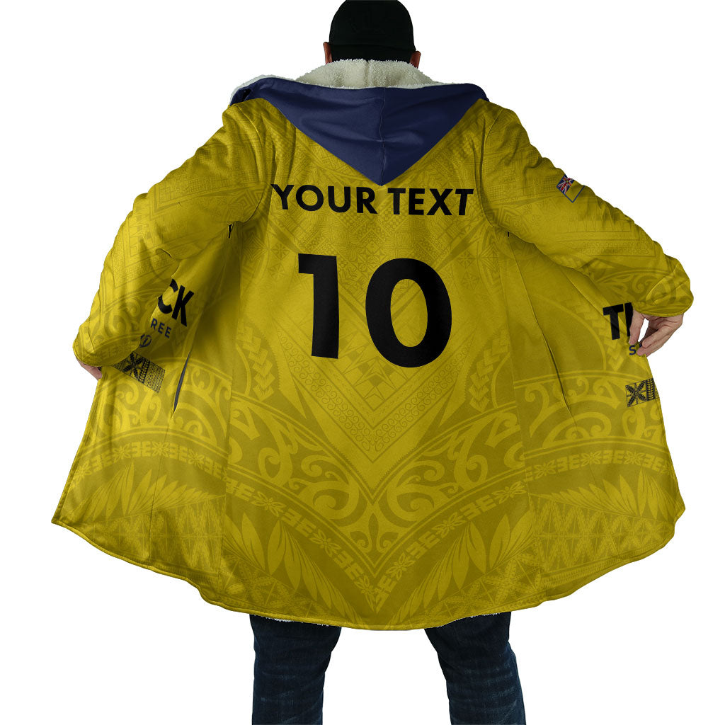 Niue Rugby Custom Cloak Six Eight Three to The World - Hiapo Tribal Motif