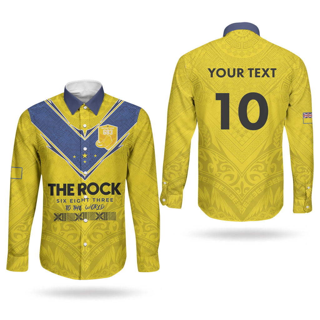 Niue Rugby Custom Couples Matching Off Shoulder Short Dress and Long Sleeve Button Shirt Six Eight Three to The World - Hiapo Tribal Motif