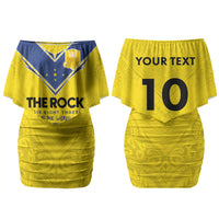 Niue Rugby Custom Couples Matching Off Shoulder Short Dress and Long Sleeve Button Shirt Six Eight Three to The World - Hiapo Tribal Motif