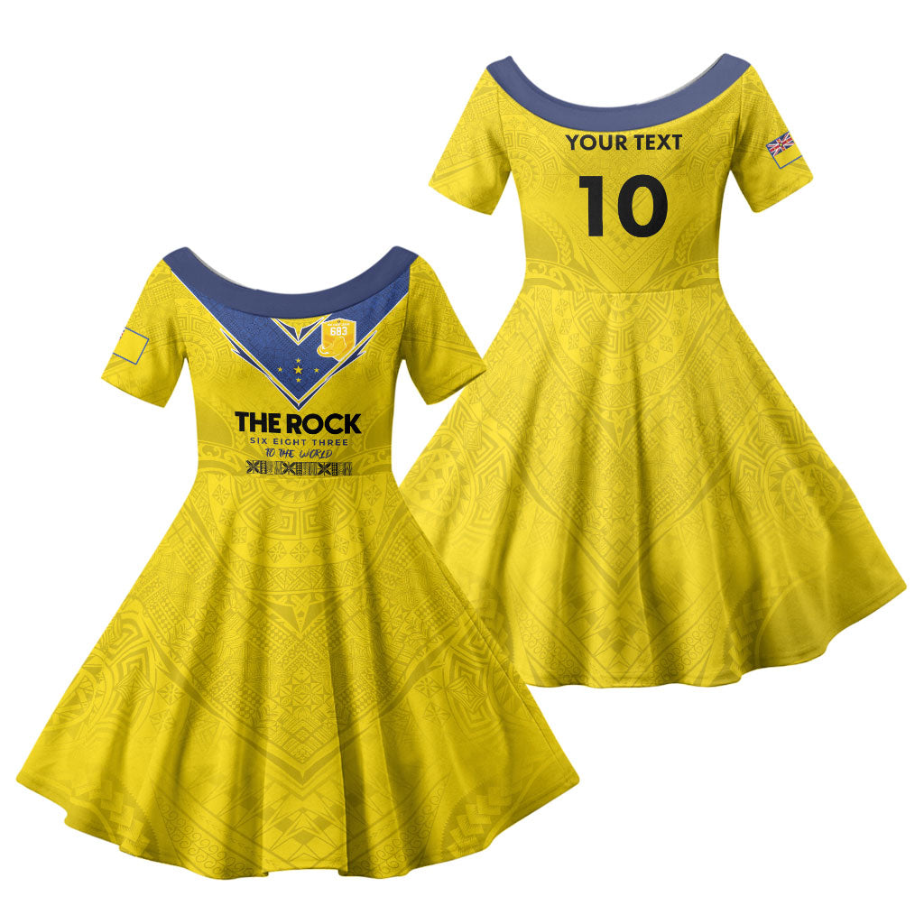 Niue Rugby Custom Family Matching Tank Maxi Dress and Hawaiian Shirt Six Eight Three to The World - Hiapo Tribal Motif