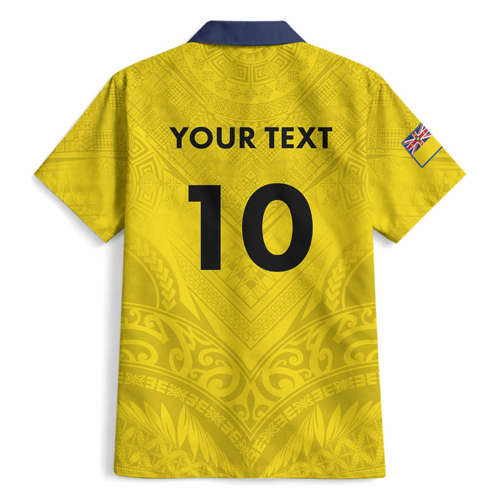 Niue Rugby Custom Hawaiian Shirt Six Eight Three to The World - Hiapo Tribal Motif