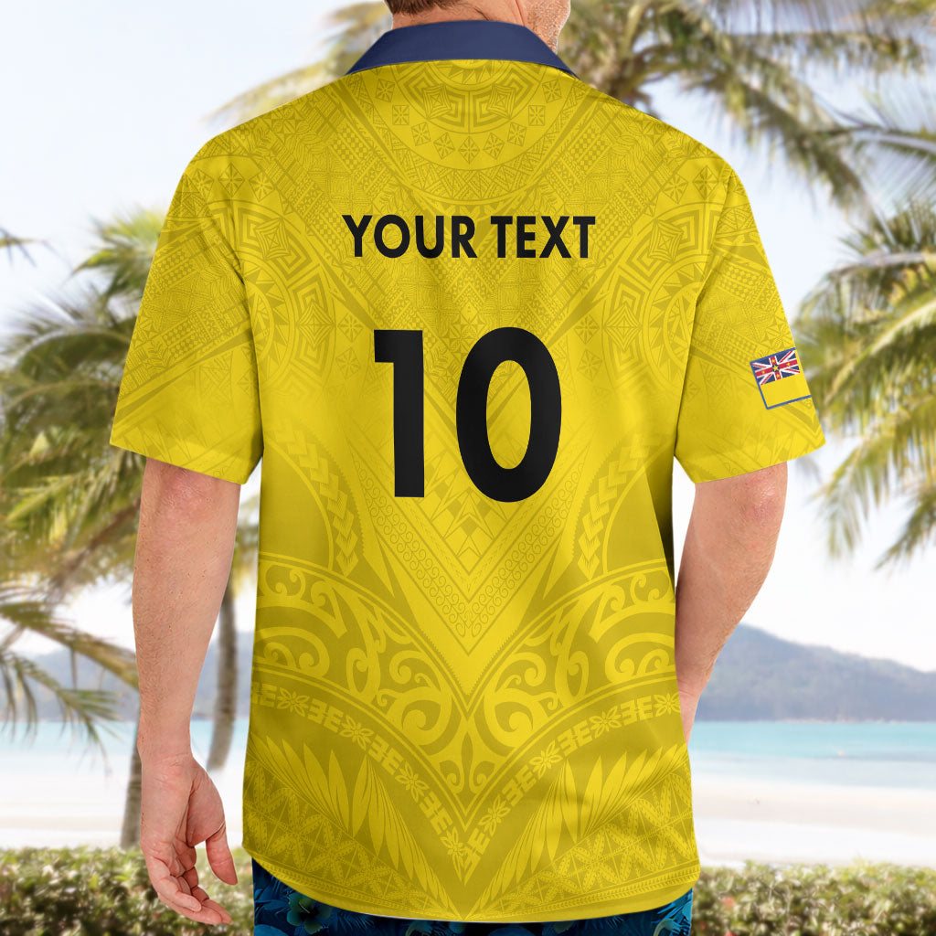 Niue Rugby Custom Hawaiian Shirt Six Eight Three to The World - Hiapo Tribal Motif