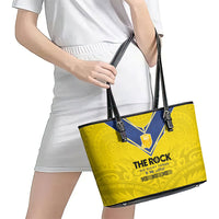 Niue Rugby Leather Tote Bag Six Eight Three to The World - Hiapo Tribal Motif
