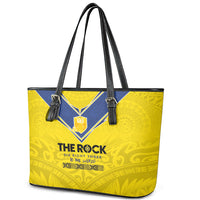 Niue Rugby Leather Tote Bag Six Eight Three to The World - Hiapo Tribal Motif