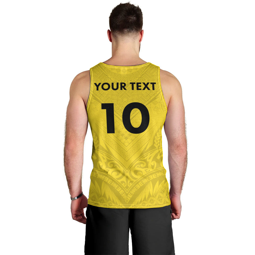 Niue Rugby Custom Men Tank Top Six Eight Three to The World - Hiapo Tribal Motif