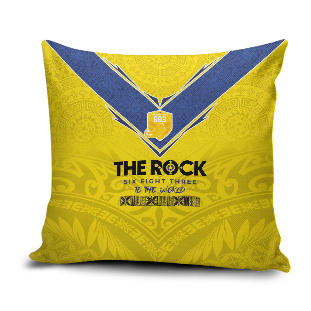 Niue Rugby Pillow Cover Six Eight Three to The World - Hiapo Tribal Motif