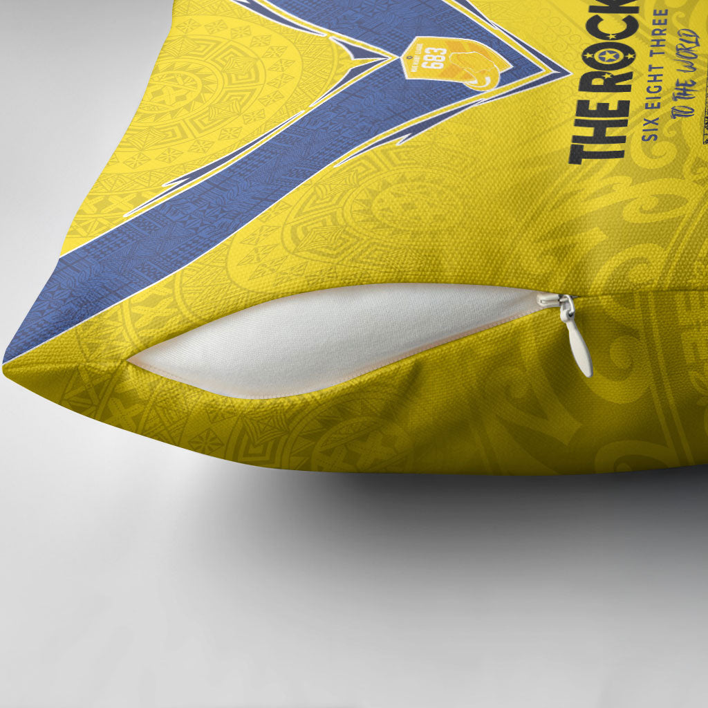 Niue Rugby Pillow Cover Six Eight Three to The World - Hiapo Tribal Motif