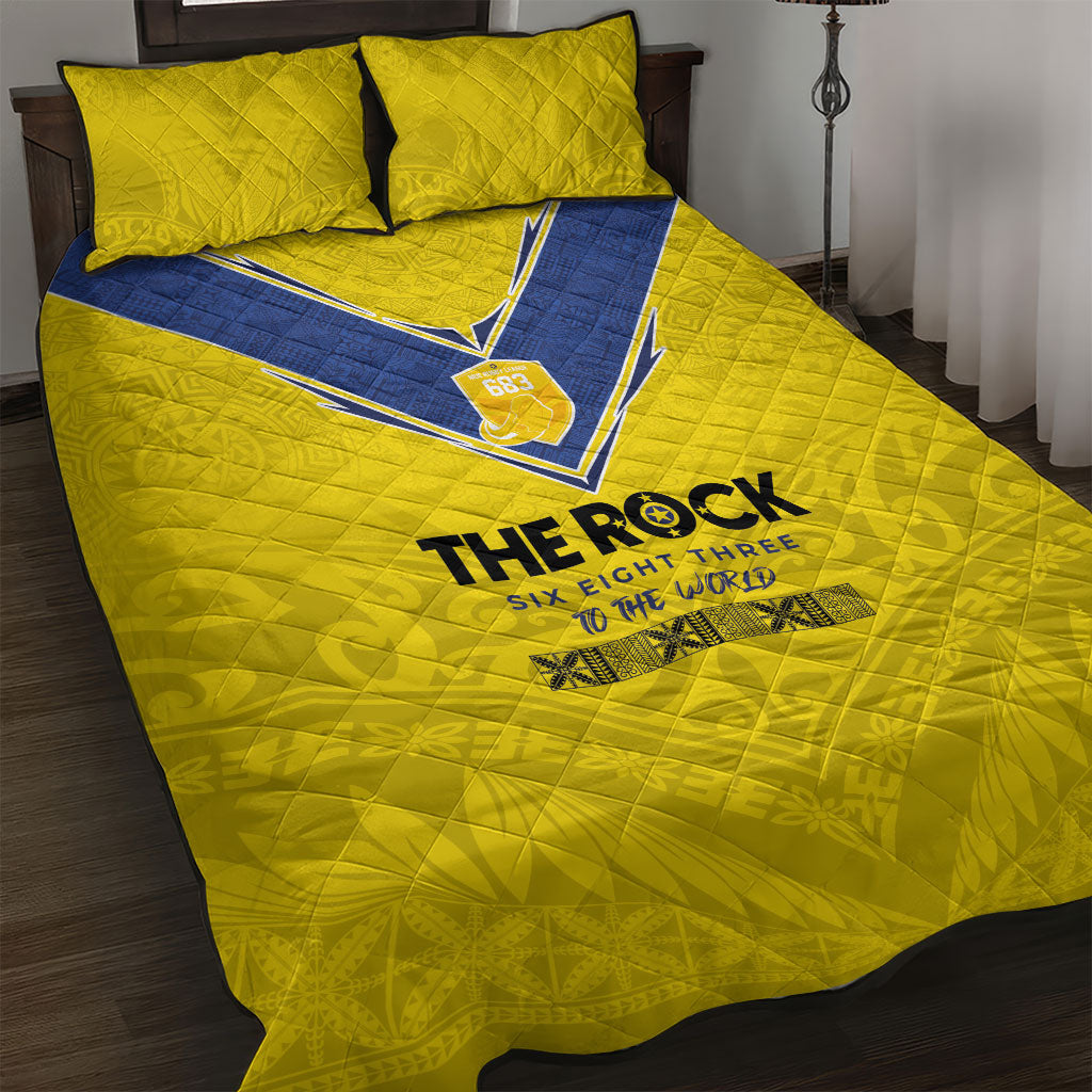 Niue Rugby Quilt Bed Set Six Eight Three to The World - Hiapo Tribal Motif LT03 Multicolor - Polynesian Pride