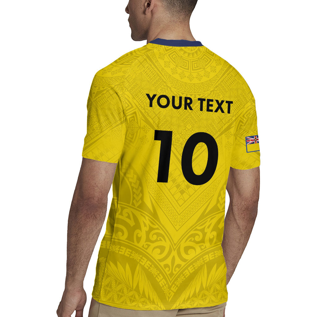 Niue Rugby Custom Rugby Jersey Six Eight Three to The World - Hiapo Tribal Motif