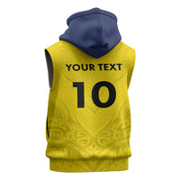 Niue Rugby Custom Sleeveless Hoodie Six Eight Three to The World - Hiapo Tribal Motif