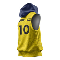 Niue Rugby Custom Sleeveless Hoodie Six Eight Three to The World - Hiapo Tribal Motif