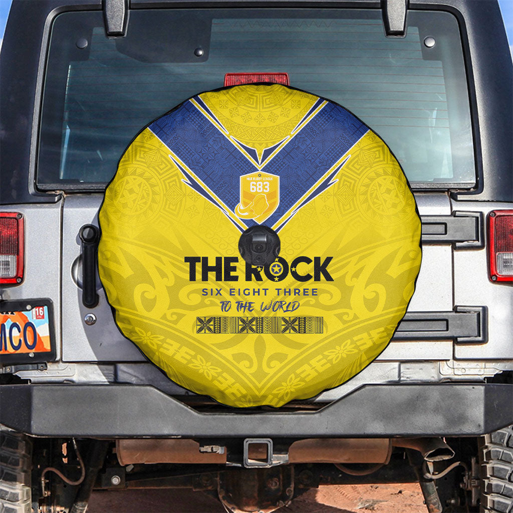 Niue Rugby Spare Tire Cover Six Eight Three to The World - Hiapo Tribal Motif